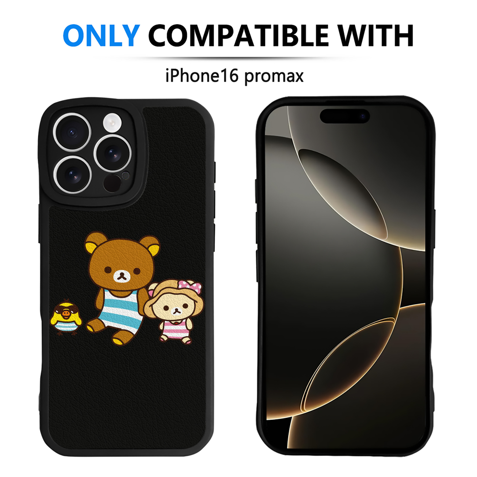 （画像用） リラックマ リラックマ キイロイトリ Rilakkuma Korilakkuma Kiiroitori 【iPhone 16シリーズ対応】シリコンスマホケース（レザー調） 材質：シリコン